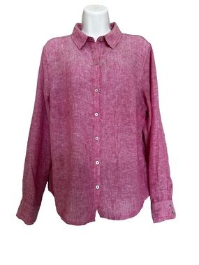 Joie Women’s 100% Linen Long Sleeve Button Up Pink Shirt Size L